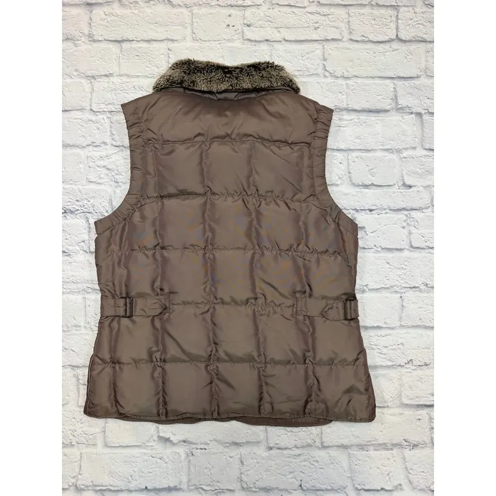 Eddie Bauer Down Vest with faux Fur Collar Eggplant Aubergine Purple size Large - Picture 2 of 16